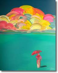 Umbrella Man with Rainbow Sky by Peter Max