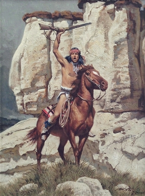 Original Oil on Canvas, Apache Thrust by Frank McCarthy