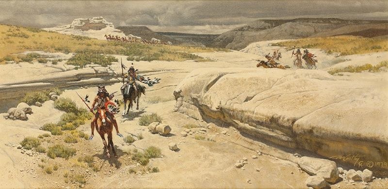 Original Oil on Canvas, Heading the Wagon Trail by Frank McCarthy