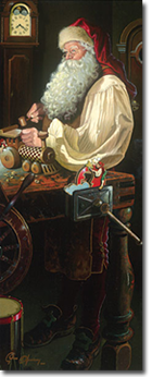 Original Painting, Father Christmas at the Workshop by Dean Morrissey