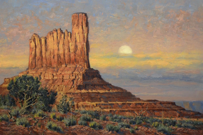 Original painting Southwestern Moonrise by Robert Peters