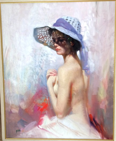 Original Painting, Lady in Spring Bonnet by Pino