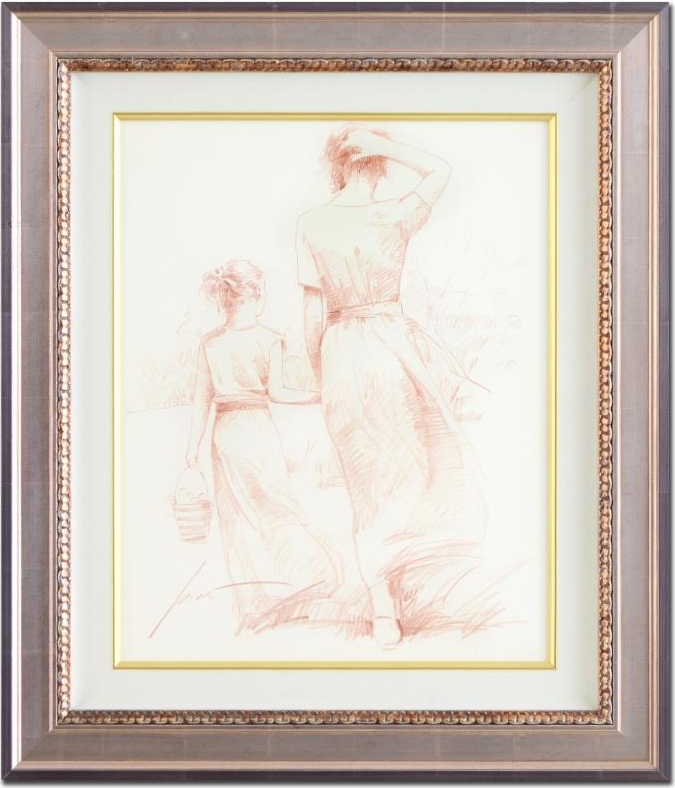 Original Drawing, Mother and Child Original Drawing 1 by Pino