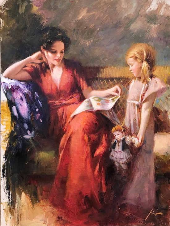 Original Painting, Nighttime Reading by Pino