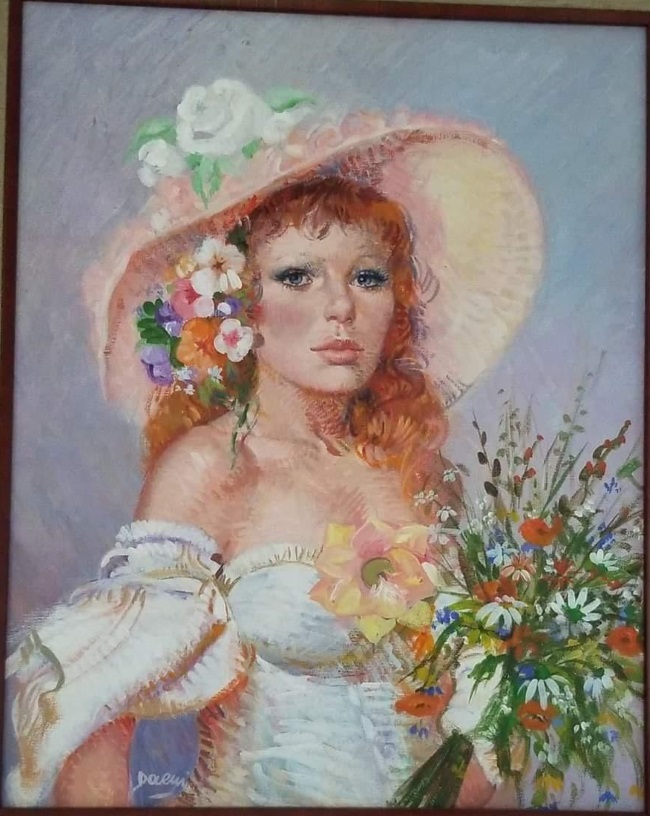 Original Painting, Picking Flowers by Pino
