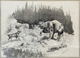 Trapped in the Wilderness Original Painting by Frederic Remington