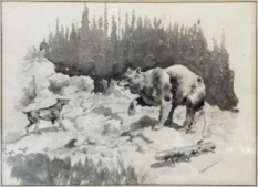 Original Painting, Trapped in the Wilderness by Frederic Remington