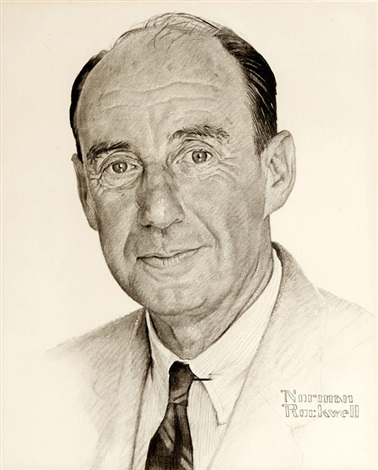 Norman Rockwell Original Drawing, Adlai Stevenson Portrait Study