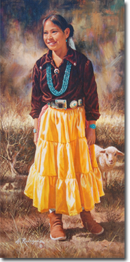 Original Painting, Girl from Chinle by Alfredo Rodriguez