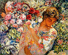 Joven con cesto de flores by Royo