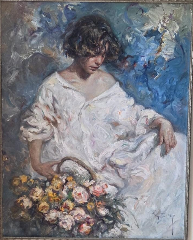 Adolescencia Blanco Original Painting by Royo
