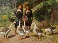 Original Painting, Sharing the Harvest by Mian Situ