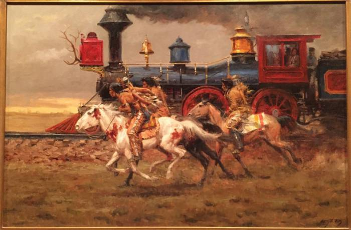 Original Painting, Spotted Tail's Band Races the Union Pacific by Andy Thomas