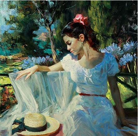 Midday at the Park Original Painting by Vladimir Volegov