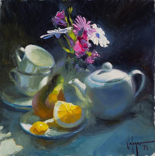 Lemon in Sunny Rays Original Painting by Vladimir Volegov