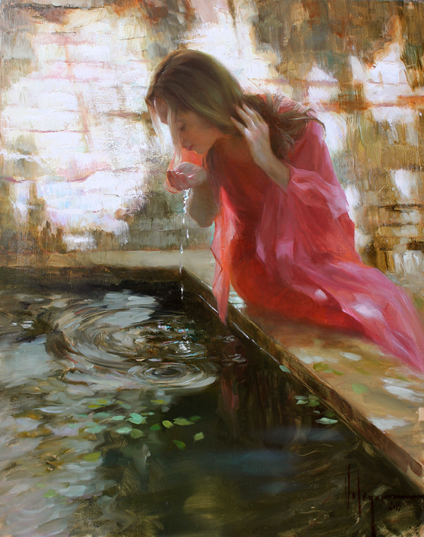 Near the Source at Alhambra
 Original Painting by Vladimir Volegov