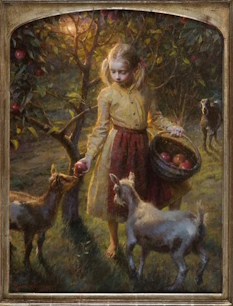 Original Painting, Apples and Goats by Morgan Weistling