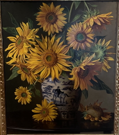 Original Painting, Sunflowers in Blue and White by Evan Wilson