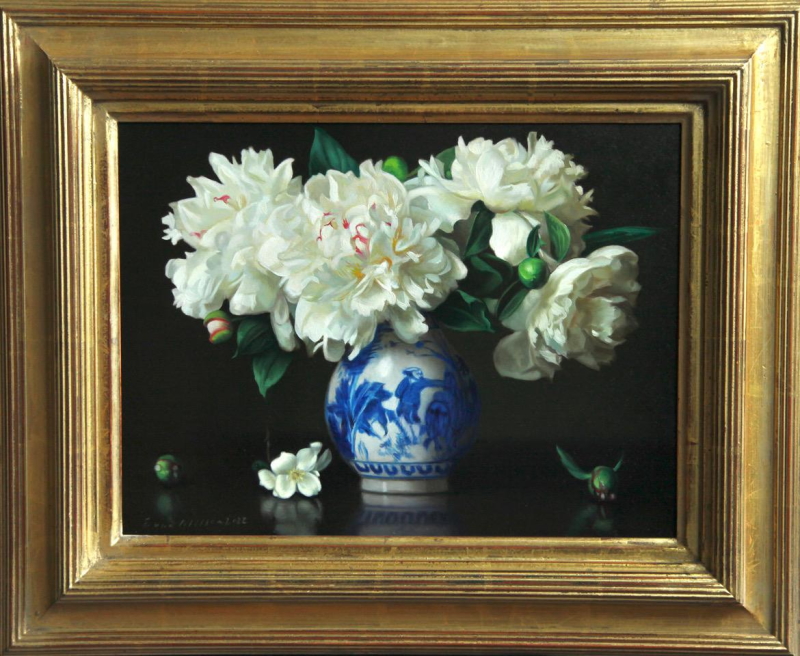 Original Painting, Peonies and Mock Orange by Evan Wilson
