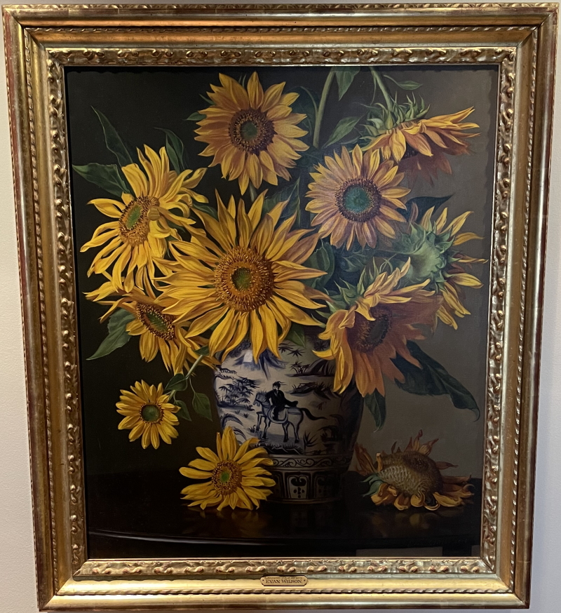 Original Painting, Sunflowers in Blue and White
 by Evan Wilson